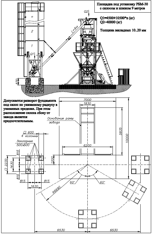 План Фундамента РБМ-30 План Фундамента РБМ-30